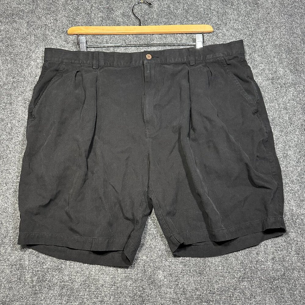Tommy Bahama Shorts Mens 44 Black Silk Pockets Pleated Front
